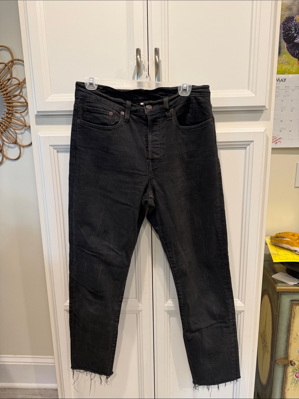 Levi's Black High-Rise Raw Hem Jeans